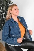 Kadın Yırtıklı Düğmeli Kot Ceket 4404-24-761 - 6
