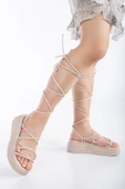 Kadın Bilekten Bağlamalı Bej Sandalet thumbnail 2