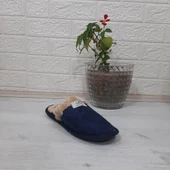 Ucc Lacivert İçi Kürklü Ev İçi Tüylü Misafir Terliği - 8