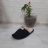Ucc Siyah İçi Kürklü Ev İçi Tüylü Misafir Terliği - 8
