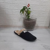 Ucc Siyah İçi Kürklü Ev İçi Tüylü Misafir Terliği - 9
