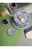 Jamuor Roys Fulya Porselen Katlı Kurabiyelik Ve 6 Lı Çay Tabağı 12cm - 1