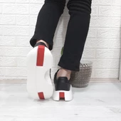 Bestof 544 Siyah-Beyaz Fuspetli Kalın Tabanlı Spor Ayakkabı - 7