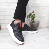 Bestof 544 Siyah-Beyaz Fuspetli Kalın Tabanlı Spor Ayakkabı - 5