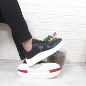 Bestof 544 Siyah-Beyaz Fuspetli Kalın Tabanlı Spor Ayakkabı - 2