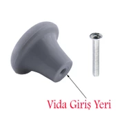 Mantar Düğme Sert Plastik Kulp Gri Dolap Mobilya Mutfak Dolabı Çekmece Kapak Kulpu Kulbu 5 ADET thumbnail 2