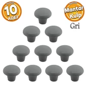 Mantar Düğme Sert Plastik Kulp Gri Dolap Mobilya Mutfak Dolabı Çekmece Kapak Kulpu Kulbu 10 ADET thumbnail 1