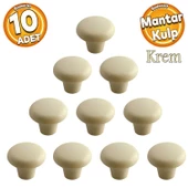Mantar Düğme Sert Plastik Kulp Krem Dolap Mobilya Mutfak Dolabı Çekmece Kapak Kulpu Kulbu 10 ADET thumbnail 1