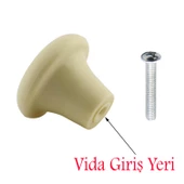 Mantar Düğme Sert Plastik Kulp Krem Dolap Mobilya Mutfak Dolabı Çekmece Kapak Kulpu Kulbu 10 ADET thumbnail 2