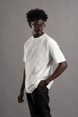 Oversize (Bol Kesim) Kalın Fitilli Bisiklet Yaka Kısa Kol T-shirt - 12