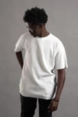 Oversize (Bol Kesim) Kalın Fitilli Bisiklet Yaka Kısa Kol T-shirt - 11