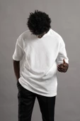 Oversize (Bol Kesim) Bisiklet Yaka Örgülü Likralı Kısa Kol T-shirt - 3