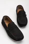Hakiki Deri Nubuk Rok Kolej Model Siyah Erkek Günlük Loafer Ayakkabı thumbnail 1