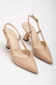 Büyük Numara Yan Direkli V Yüzlü Cilt Nude Kadın Topuklu Ayakkabı thumbnail 1