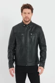 Siyah Renk Spor Erkek Deri Ceket - 7
