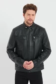 Siyah Renk Spor Erkek Deri Ceket - 11