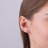 14 Ayar Altın Çubuk Taşlı Küpe 0,86 gr - 5