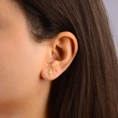 14 Ayar Altın Sol Anahtarı Küpe 0,91 gr - 2