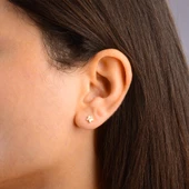 14 Ayar Altın Taşlı Yıldız Küpe 0,98 gr - 2