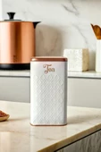 1 Adet Gofreli Beyaz & Rose Gold Çay Saklama Kavanozu 3 lt - 4