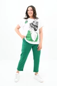 Kadın Büyük Beden Kız Baskılı T-shirt Takım 3800-23 - 7