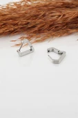 Kadın Çelik Basic Geometrik 1.5cm Üçgen Moldel Klipsli Küpe thumbnail 2