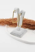 Kadın 316L Paslanmaz Çelik Basic Geometrik 4.5 cm Dikdörtgen Model Küpe - 2