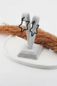 Kadın 316L Paslanmaz Çelik Basic Geometrik 4 cm Yıldız Model Küpe - 2