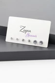 Kadın Basic Zirkon Taşlı 3 Boy Oval Model 6'lı Küpe Seti thumbnail 2