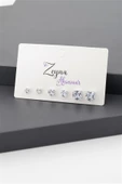 Kadın Basic Zirkon Taşlı 3 Boy Kare Model 6'lı Küpe Seti - 2