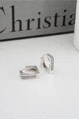 Kadın Vip Seri Zirkon Taşlı 1.6 cm Kare Model Küpe thumbnail 1