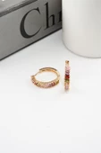 Kadın Vip Seri Baget Renkli Zirkon Taşlı Halka Küpe thumbnail 1