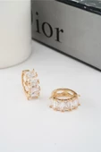 Kadın Vip Seri Baget Zirkon Taşlı Halka Model Klipsli 2'li Set Küpe thumbnail 3