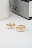 Kadın Vip Seri Baget Zirkon Taşlı Halka Model Klipsli 2'li Set Küpe thumbnail 2