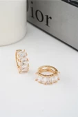 Kadın Vip Seri Baget Zirkon Taşlı Halka Model Klipsli 2'li Set Küpe thumbnail 1