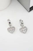 Kadın Vip Seri Baget Zirkon Taşlı Sallantılı Kalp Model Klipsli 2'li Set Küpe thumbnail 1