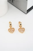 Kadın Vip Seri Baget Zirkon Taşlı Sallantılı Kalp Model Klipsli 2'li Set Küpe thumbnail 1