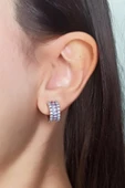 Kadın Vip Seri Baget Zirkon Taşlı Sedefli Minimal Model Çivili 2'li Set Küpe - 1