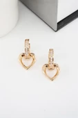 Kadın Vip Seri Baget Zirkon Taşlı Sallantılı Kalp Model Klipsli 2'li Set Küpe thumbnail 1