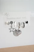 Kadın 316 L Çelik Vip Seri Anti alerjenik 6'lı Küpe  STL003 thumbnail 2