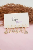 Kadın Karışık Figürlü Zirkon  6'lı Set Küpe - 1