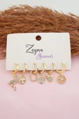 Kadın Karışık Figürlü Zirkon  6'lı Set Küpe thumbnail 1