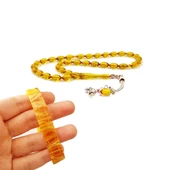 Sıkma Kehribar Tesbih Bileklik Kombin Erkek Takı - 1