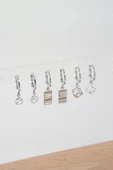 Kadın Zirkon Taşlı Sallantılı Kare Figürlü Klipsli 6'lı Küpe Seti thumbnail 2