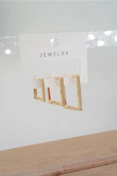 Kadın Özel Tasarım Zirkon Taşlı 3'lü Minimal Küpe thumbnail 3