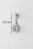 Kadın 316L Anti Alerjenik Topcuklu Oval Baget Zirkon Taşlı Göbek Piercing thumbnail 2
