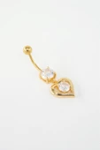 Kadın 316L Anti Alerjenik Sallantılı Kalp Figürlü Göbek Piercing thumbnail 1