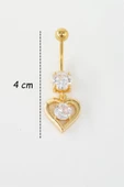 Kadın 316L Anti Alerjenik Sallantılı Kalp Figürlü Göbek Piercing thumbnail 2