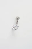Kadın 316L Anti Alerjenik Topcuklu Oval Baget Zirkon Taşlı Göbek Piercing thumbnail 3