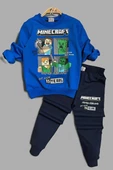 Minecraft Desenli Mavi Renk Erkek Çocuk Eşofman Takım - 1
